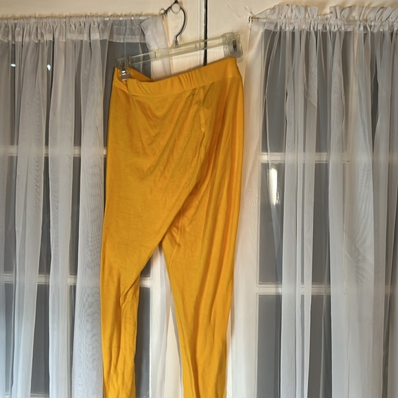 MINI RODINI LEGGINGS WOMEN’S LARGE YELLOW WITH ROSE - Picture 7 of 8